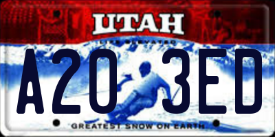 UT license plate A203ED