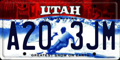 UT license plate A203JM