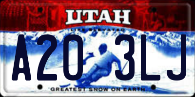 UT license plate A203LJ