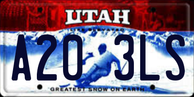 UT license plate A203LS