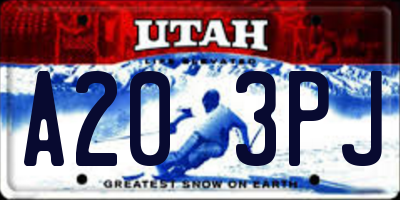 UT license plate A203PJ