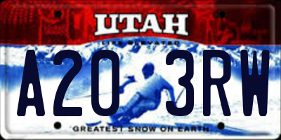 UT license plate A203RW