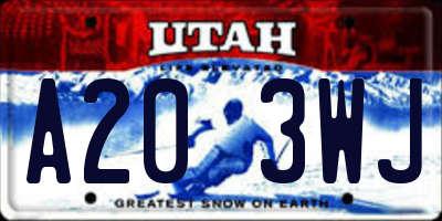 UT license plate A203WJ