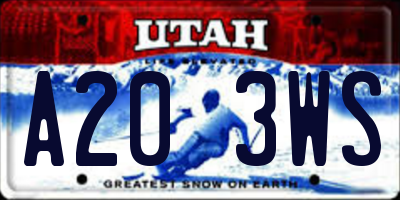 UT license plate A203WS