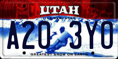 UT license plate A203YO