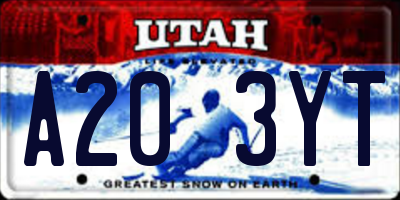 UT license plate A203YT