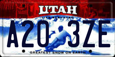 UT license plate A203ZE