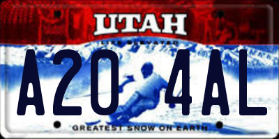 UT license plate A204AL