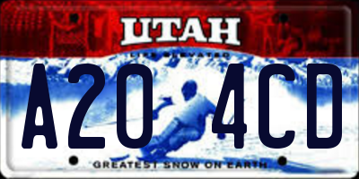 UT license plate A204CD