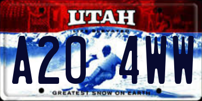 UT license plate A204WW