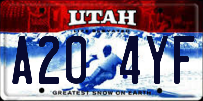 UT license plate A204YF