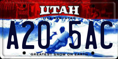 UT license plate A205AC