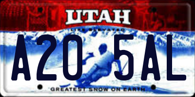 UT license plate A205AL