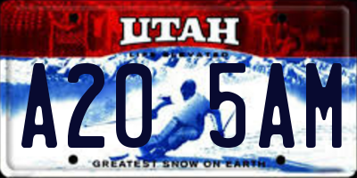 UT license plate A205AM