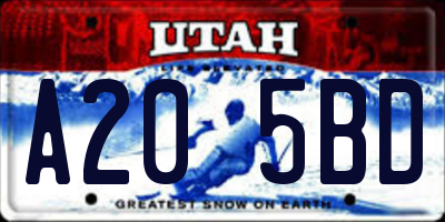 UT license plate A205BD