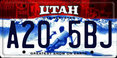 UT license plate A205BJ