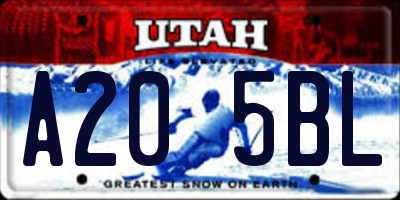 UT license plate A205BL
