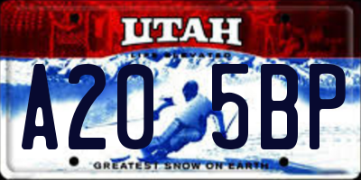 UT license plate A205BP