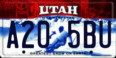 UT license plate A205BU