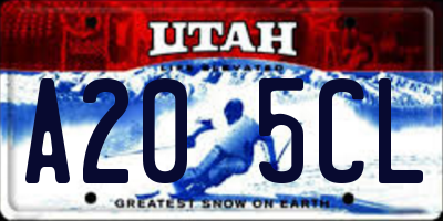 UT license plate A205CL