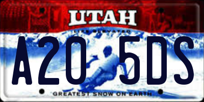 UT license plate A205DS