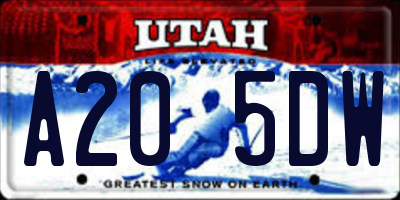 UT license plate A205DW