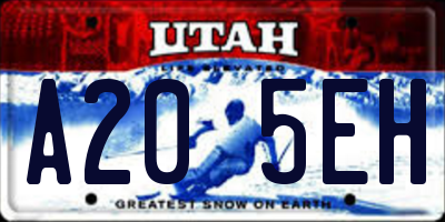 UT license plate A205EH