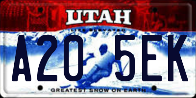 UT license plate A205EK