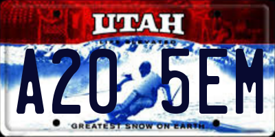 UT license plate A205EM