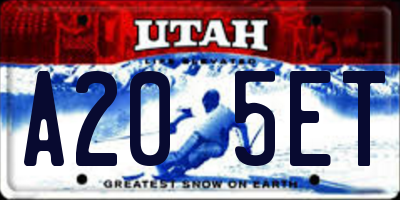 UT license plate A205ET