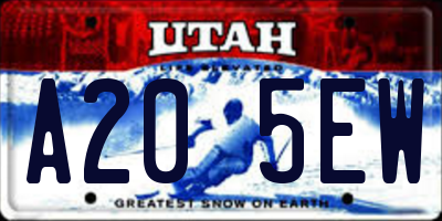 UT license plate A205EW