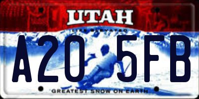 UT license plate A205FB