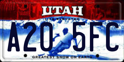 UT license plate A205FC
