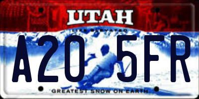 UT license plate A205FR