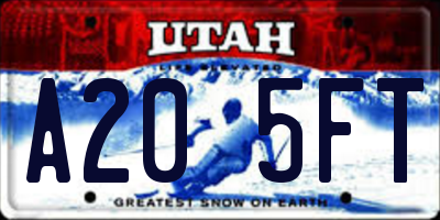 UT license plate A205FT