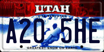 UT license plate A205HE