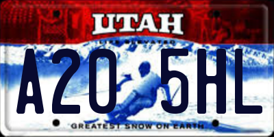 UT license plate A205HL