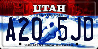 UT license plate A205JD