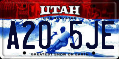 UT license plate A205JE