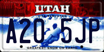 UT license plate A205JP