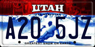 UT license plate A205JZ