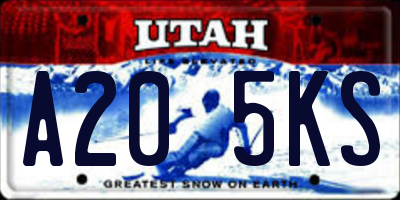 UT license plate A205KS