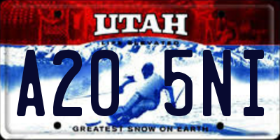 UT license plate A205NI