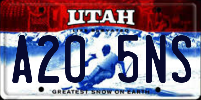 UT license plate A205NS