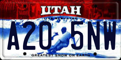 UT license plate A205NW