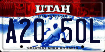 UT license plate A205OL