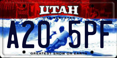 UT license plate A205PF