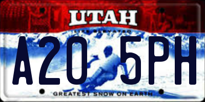 UT license plate A205PH