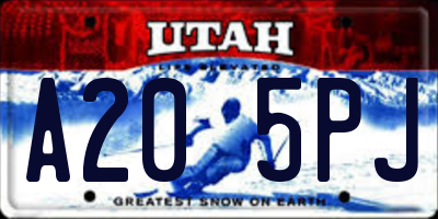 UT license plate A205PJ