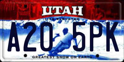 UT license plate A205PK